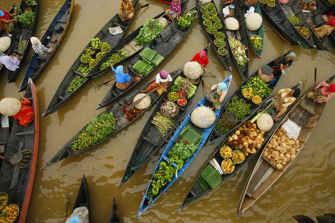 Marché flottant de Lok Baintan, Indonésie