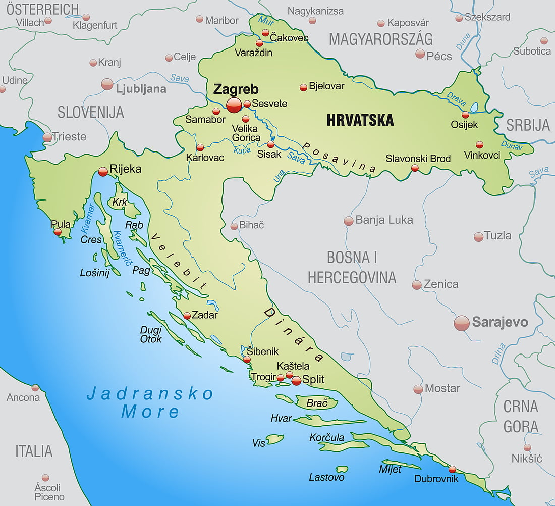 Mapa Chorwacji