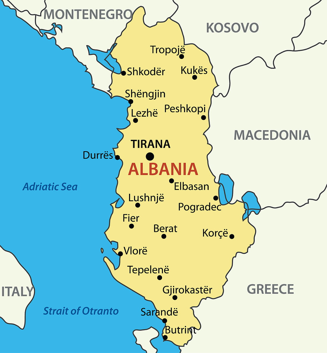 Carte de l'Albanie