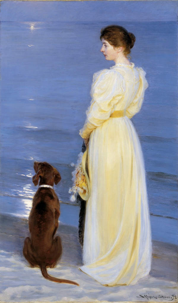 summer evening at skagen the artists wife and dog by the shore