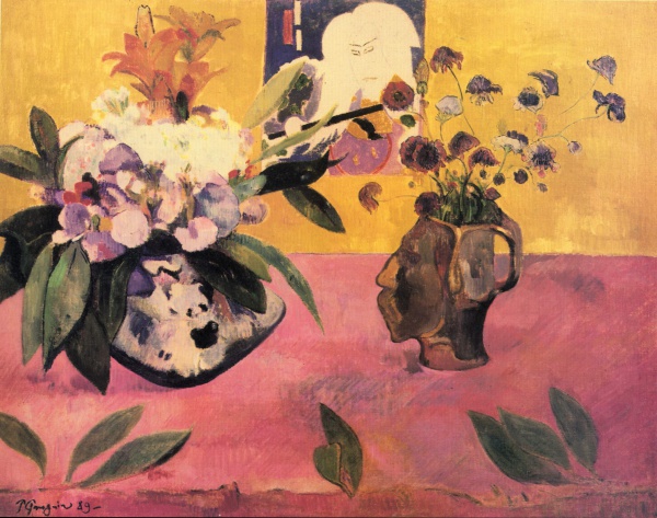 Still Life with Head-Shaped Vase and Japanese Woodcut