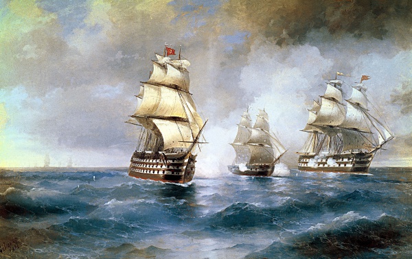 El bergantín «Mercury» atacado por dos barcos turcos