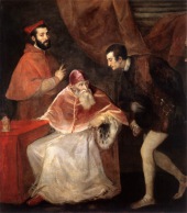 Pablo III y sus nietos Alejandro y Octavio Farnesio