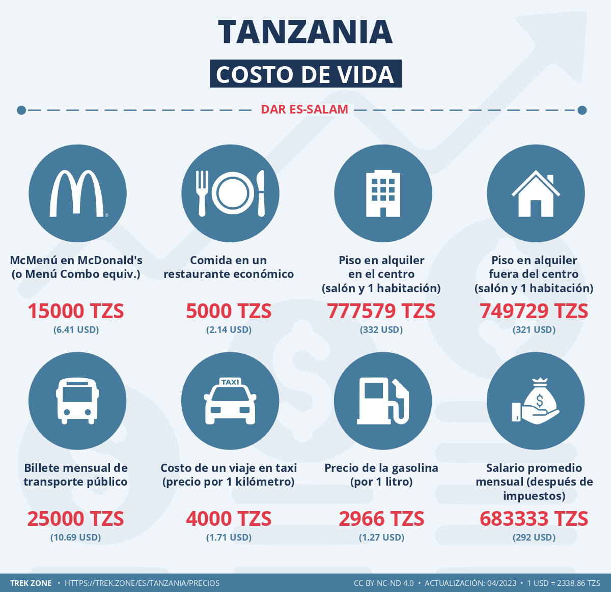 precios y costes de la vida tanzania