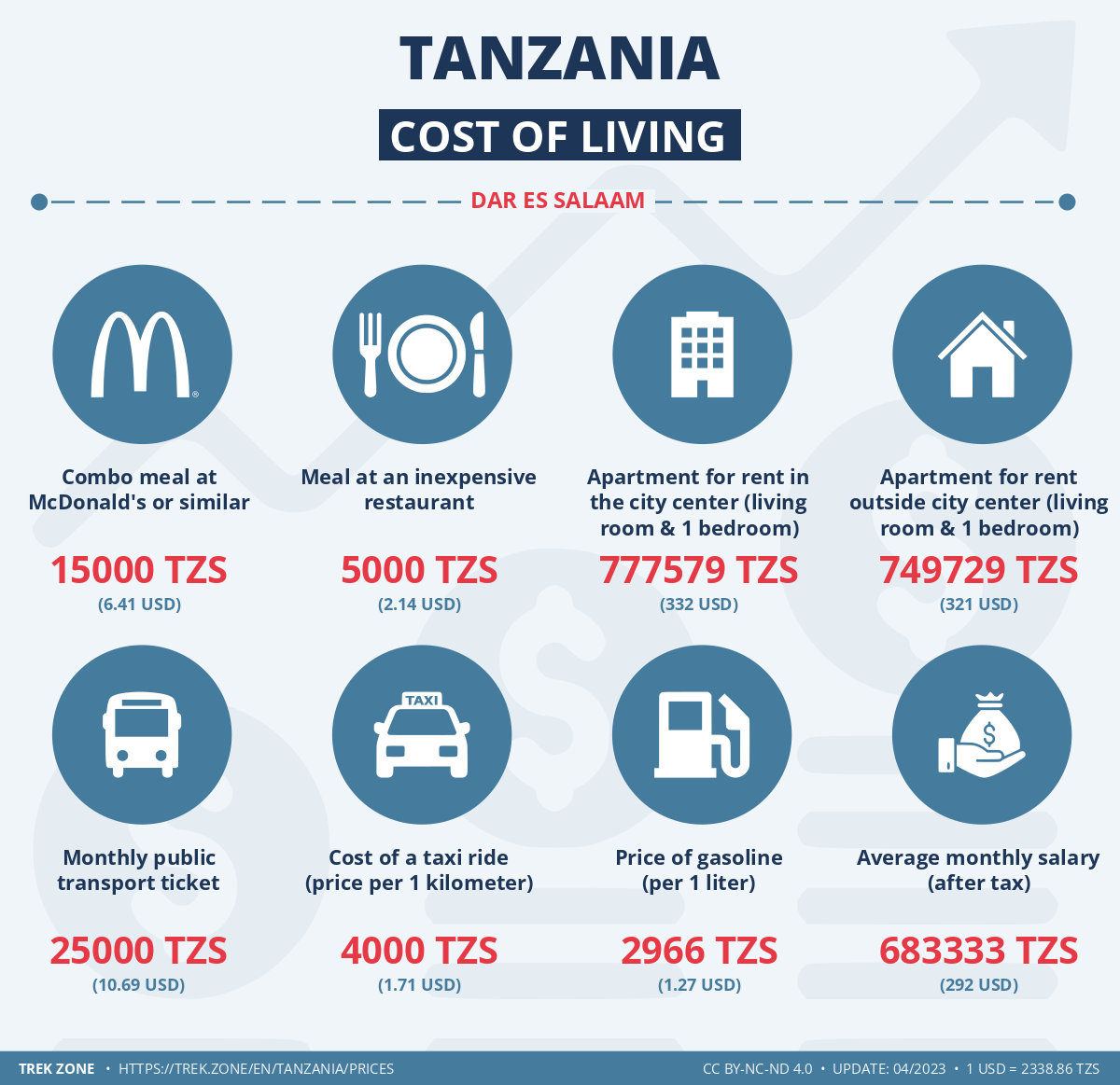 prices and living costs tanzania