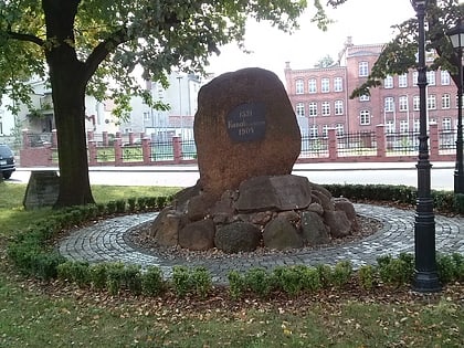 memorial stone for the construction of the sewerage system in boleslawiec
