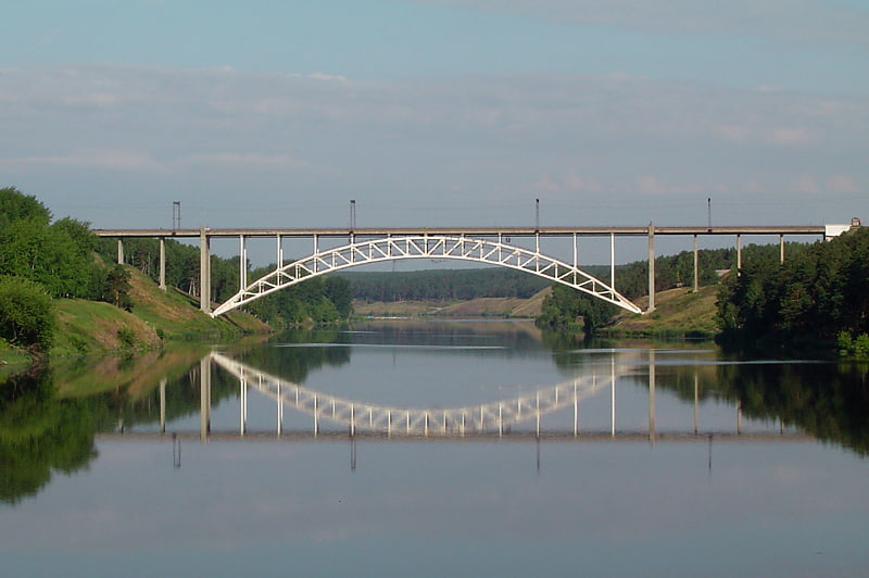 rail bridge over the iset river kamensk uralsky