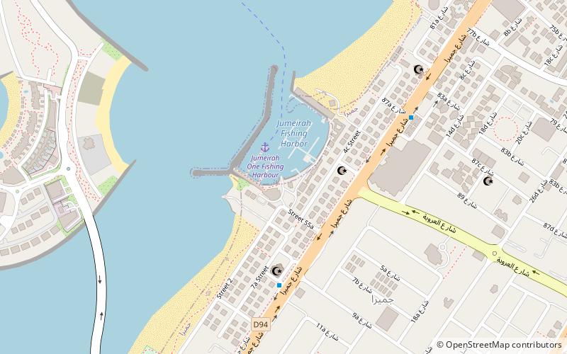 jumeirah fishing harbor dubaj location map
