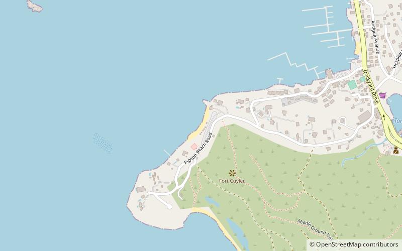 pigeon point beach english harbour location map