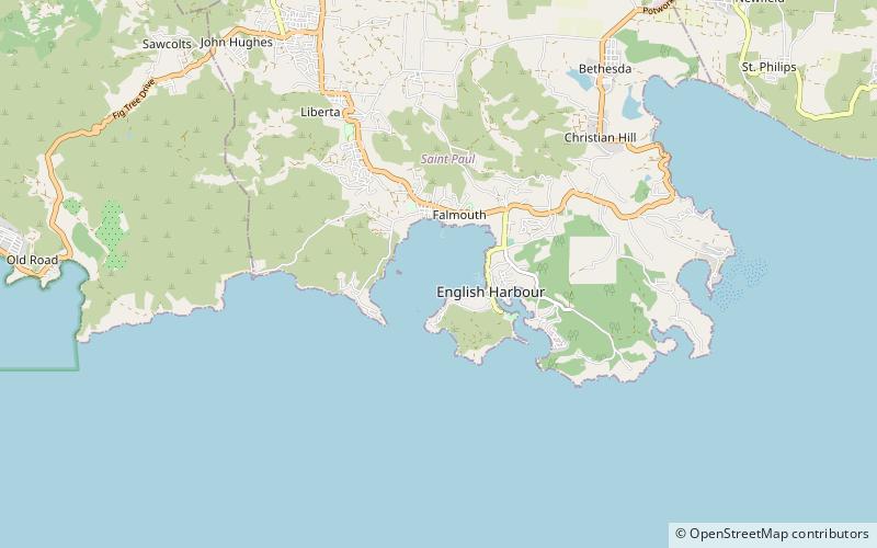 Falmouth Harbour location map