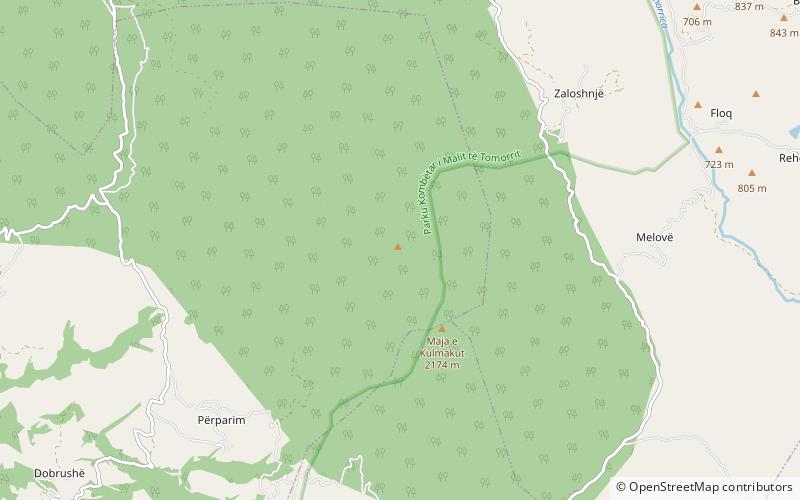 mali i kulmakut tomorr national park location map