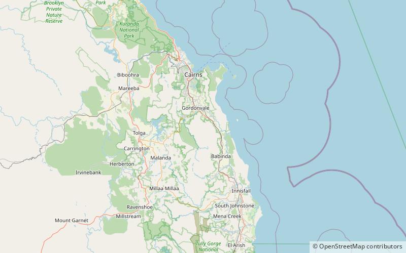 clamshell falls parc national wooroonooran location map