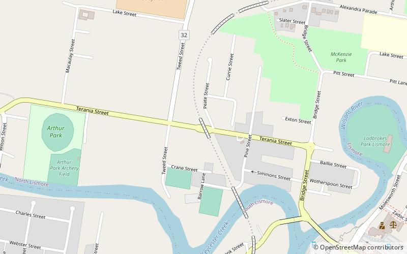 Leycester Creek railway bridge location map