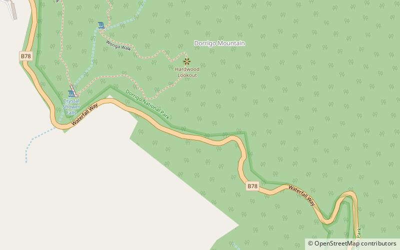 sherrard falls parc national dorrigo location map