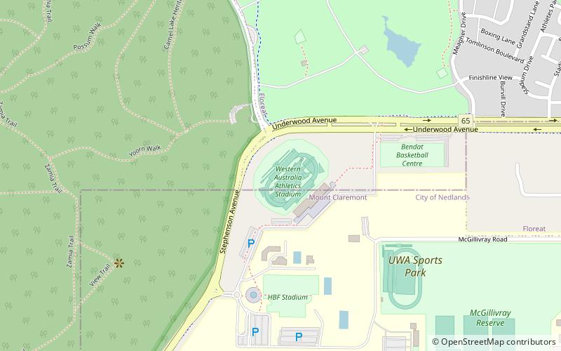 WA Athletics Stadium location map