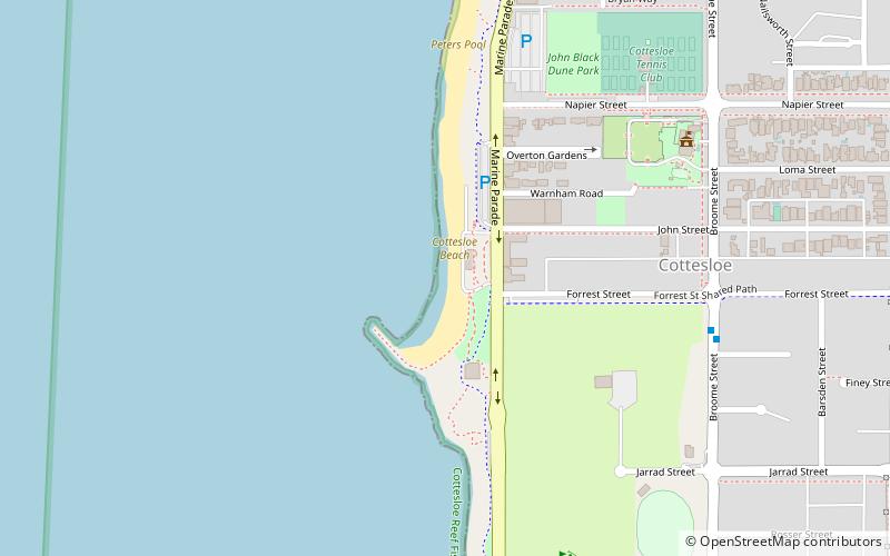 cottesloe beach perth location map