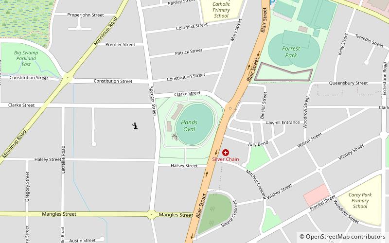 hands oval bunbury location map