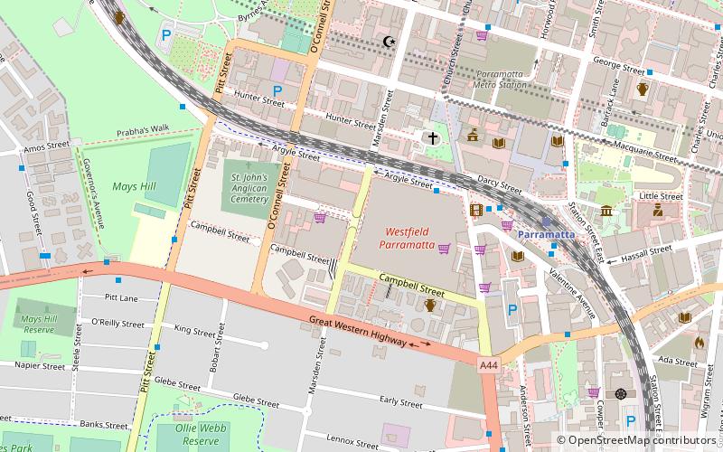 Westfield Parramatta location map