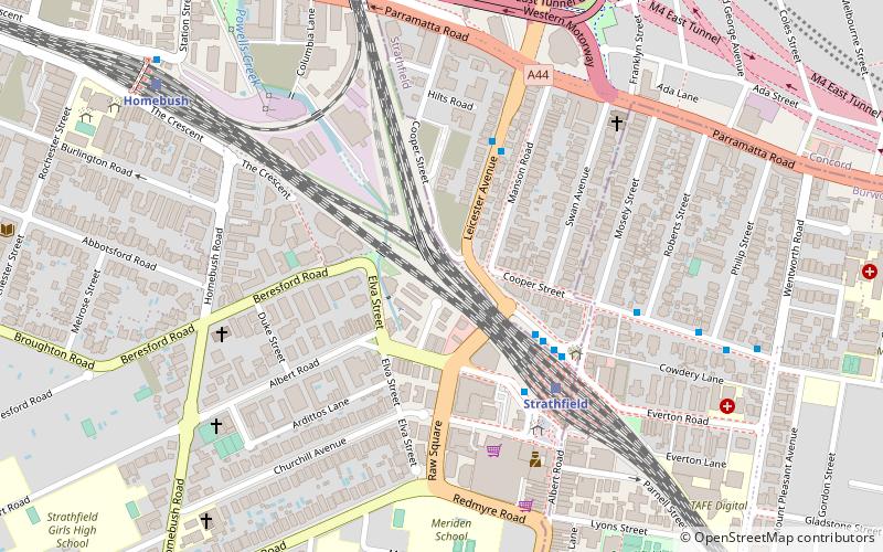 Strathfield rail underbridges location map