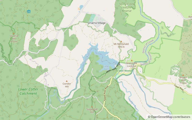 Cotter Dam location map