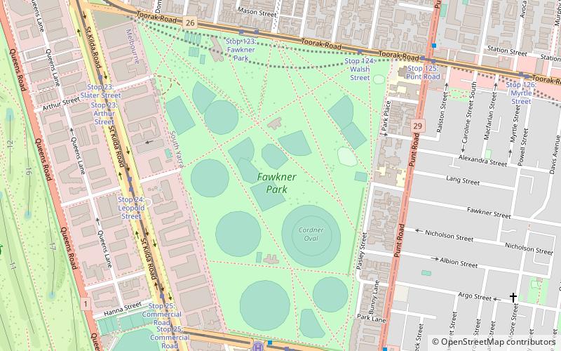 Fawkner Park location map