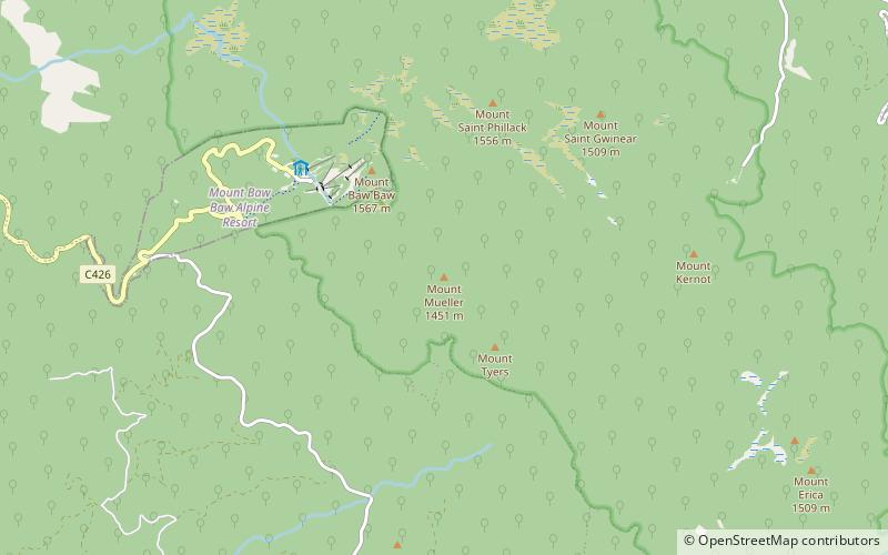 mount mueller park narodowy baw baw location map