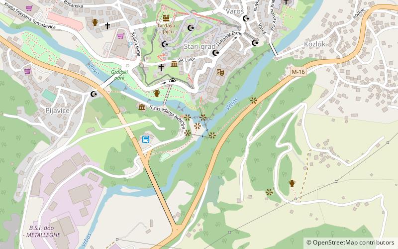 Pliva Waterfall location map