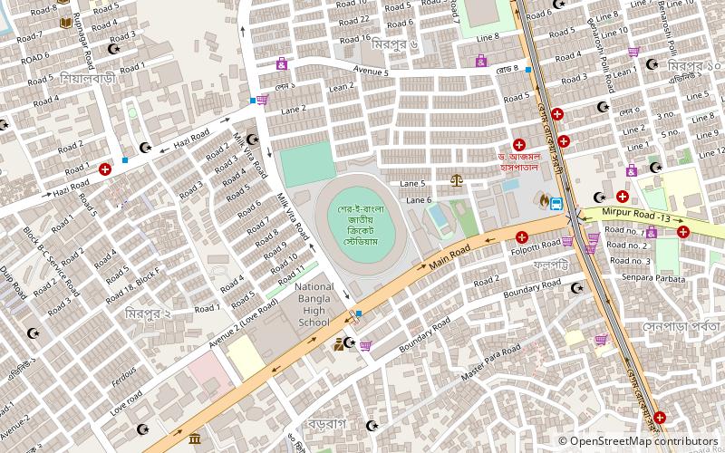 Sher-e-Bangla Cricket Stadium location map