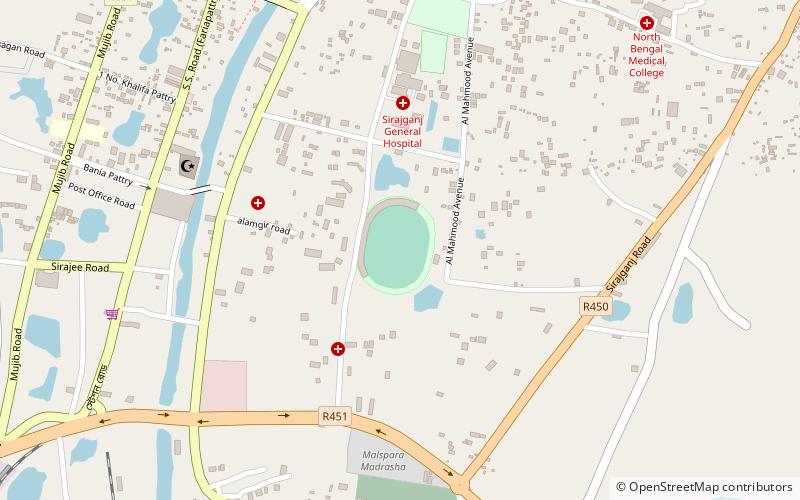 shaeed samsuddin stadium sirajganj location map
