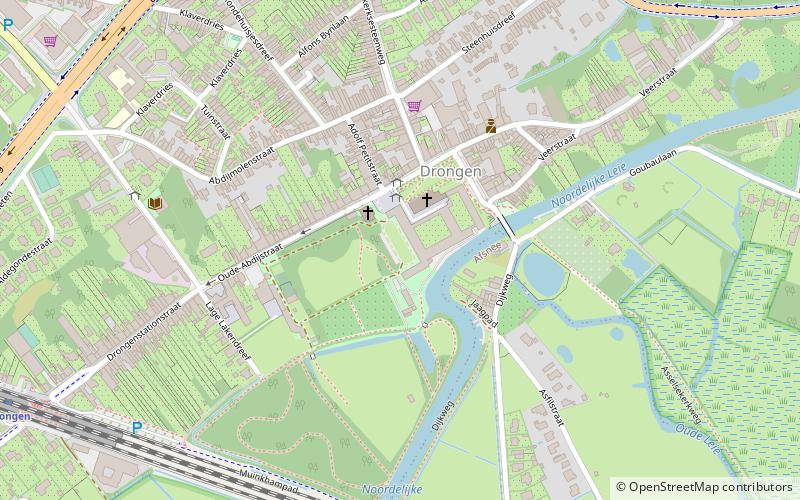 Drongen Abbey location map