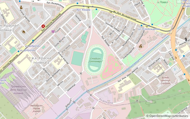septemvri stadium sofia location map