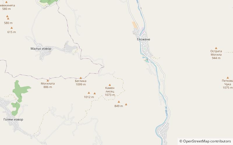 Glozhene Monastery location map