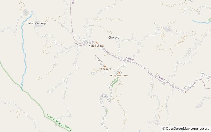 pichaqani parque nacional tunari location map