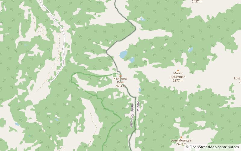 kishinena peak parc provincial akamina kishinena location map