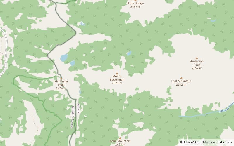 mount bauerman parc national des lacs waterton location map