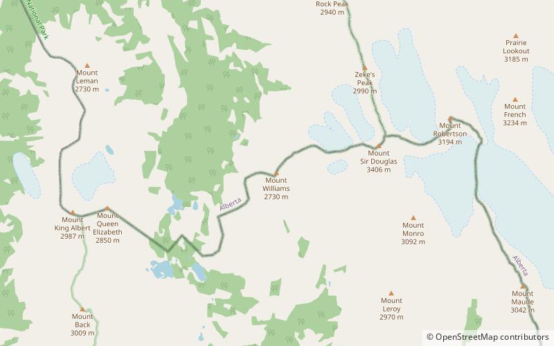 mont williams parc national de banff location map