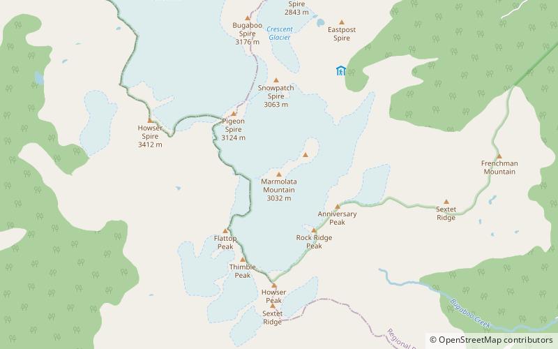marmolata mountain bugaboo provincial park location map
