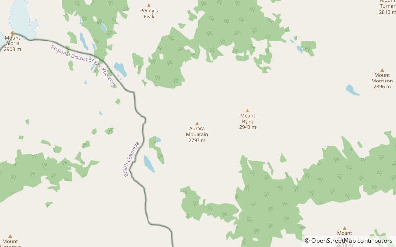 aurora mountain parque nacional banff location map