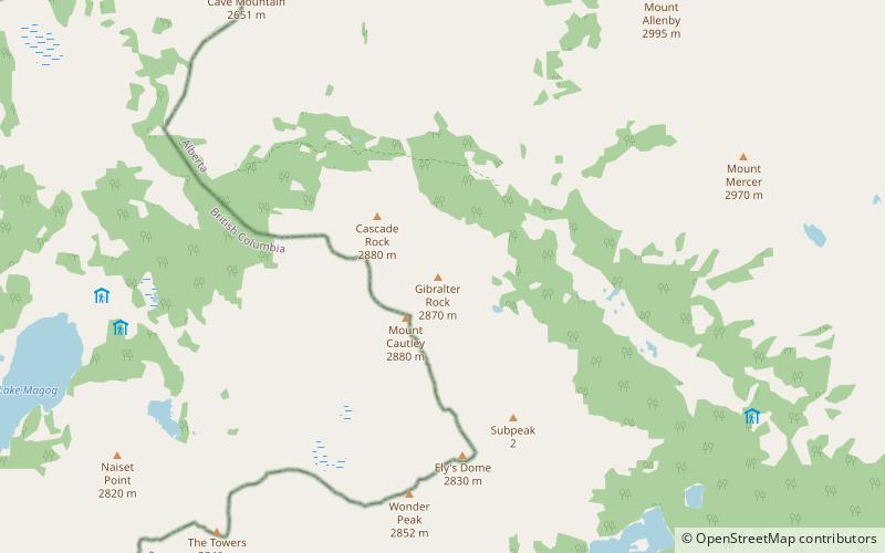 mount cautley parc national de banff location map