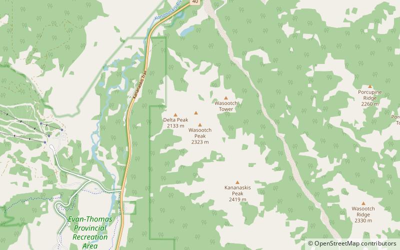 Wasootch Peak location map