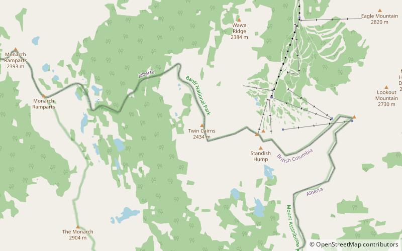 twin cairns parc provincial du mont assiniboine location map