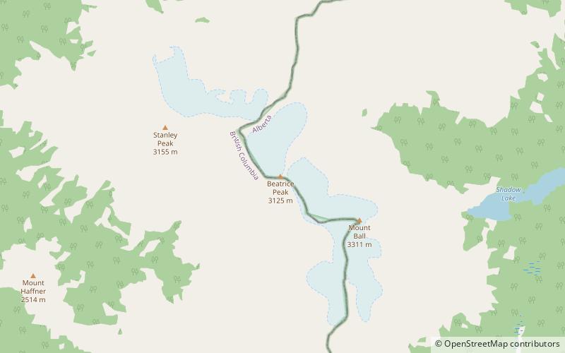 beatrice peak park narodowy banff location map