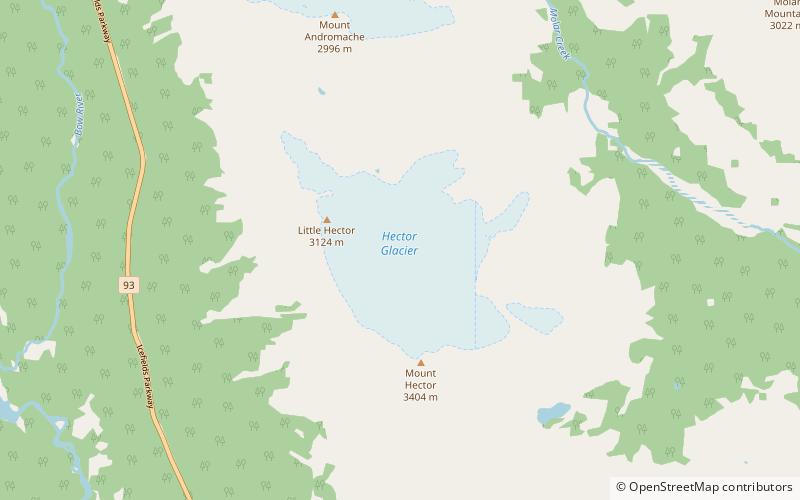 hector glacier park narodowy banff location map