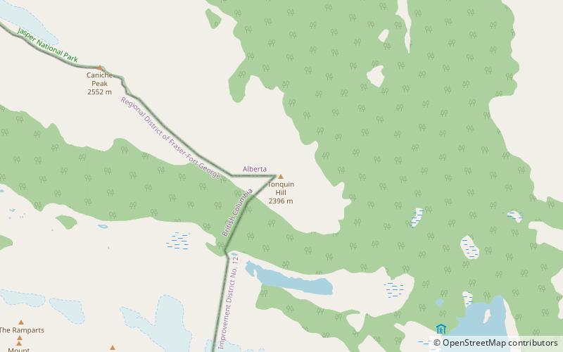 tonquin hill jasper nationalpark location map