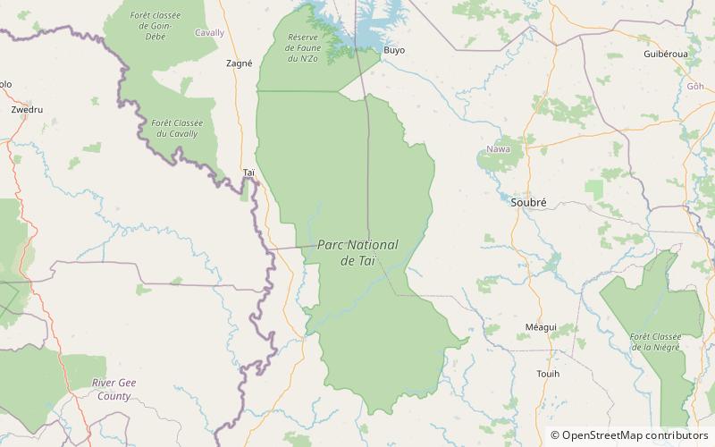 Taï National Park location map