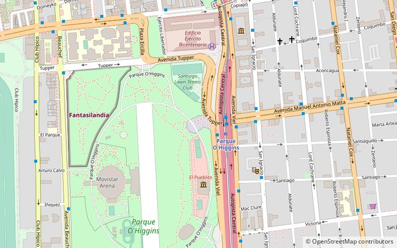 parque ohiggins circuit santiago de chile location map
