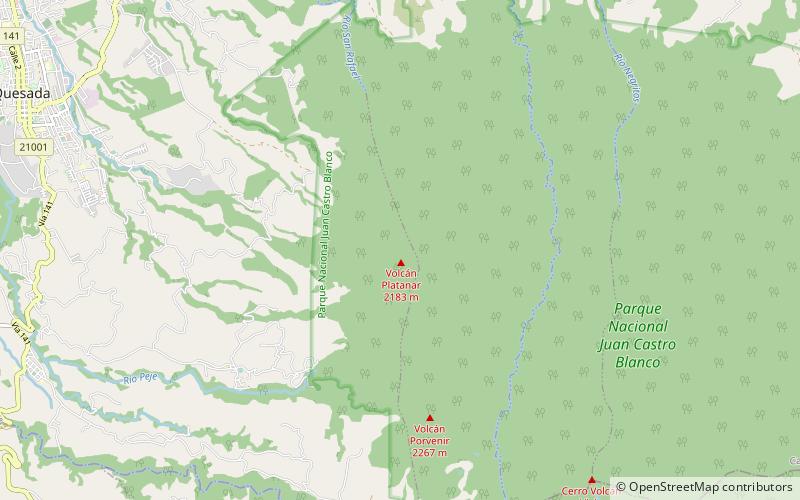 Platanar Volcano location map