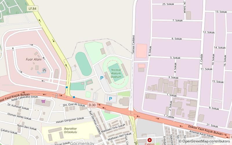 Nicosia Atatürk Stadium location map