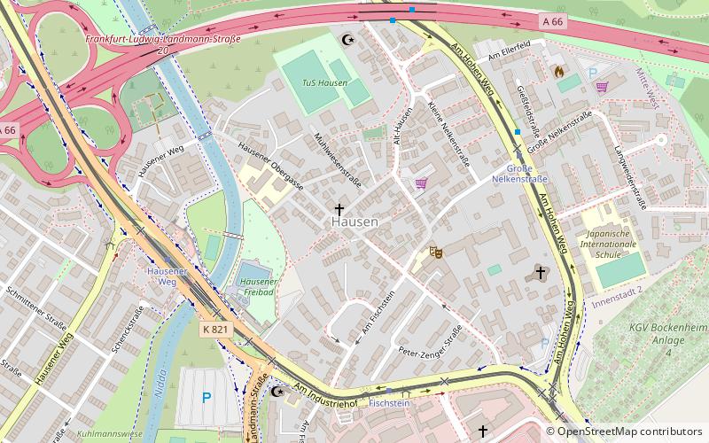 hausen frankfurt nad menem location map