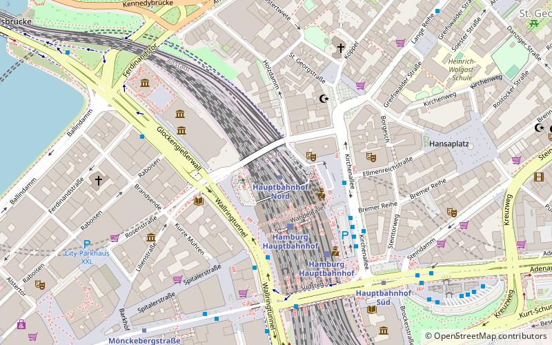 Gare centrale de Hambourg location map